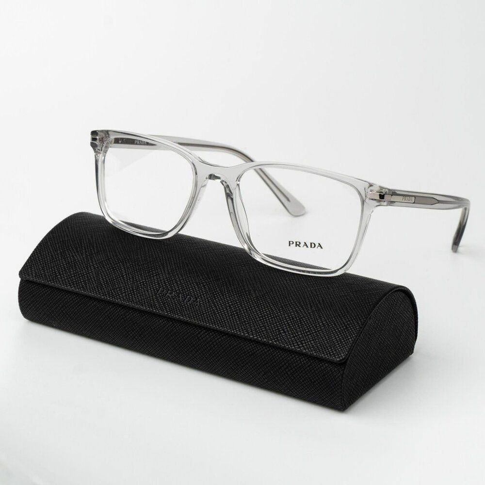 Prada Men Eyeglasses Crystal Grey Square Unisex PR14WV U431O1 BRAND NEW 54mm